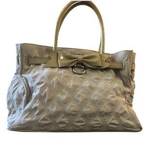 My Flat in London Brighton Miss Bond Bow Beige Quilted Large Handbag Purse MFIL